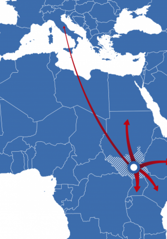 Sudão mapa refugiados
