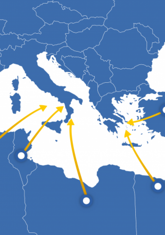 mapa mediterrâneo refugiados