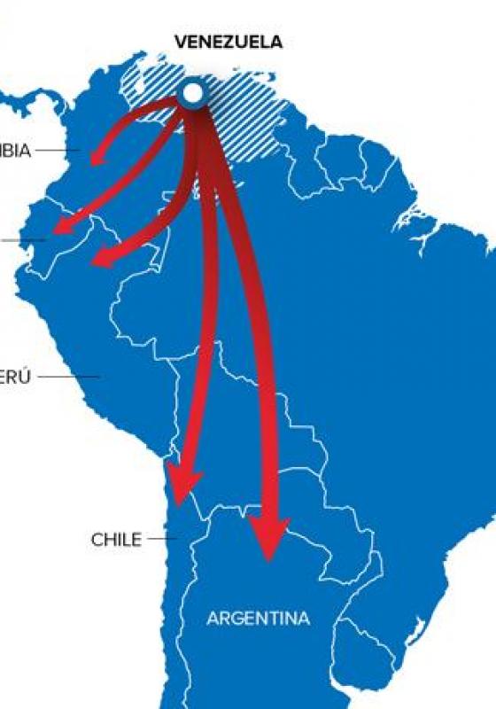 mapa refugiados venezuela